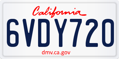 CA license plate 6VDY720