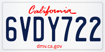 CA license plate 6VDY722