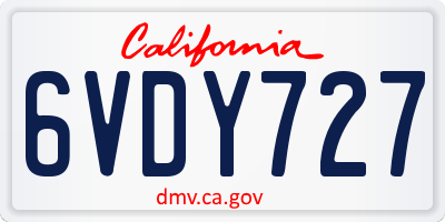 CA license plate 6VDY727