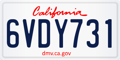 CA license plate 6VDY731