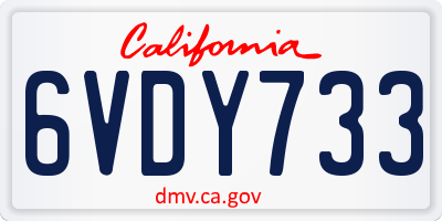 CA license plate 6VDY733