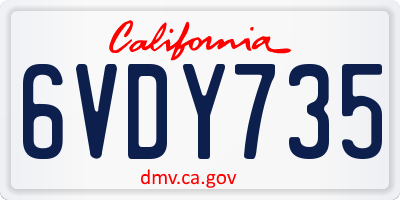 CA license plate 6VDY735