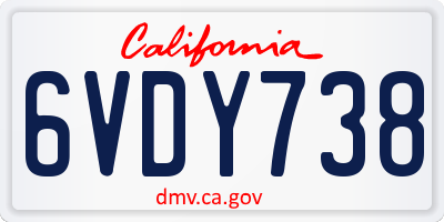 CA license plate 6VDY738