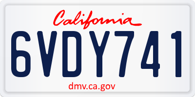 CA license plate 6VDY741