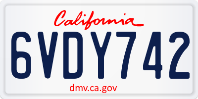CA license plate 6VDY742