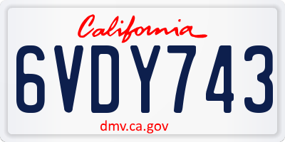 CA license plate 6VDY743