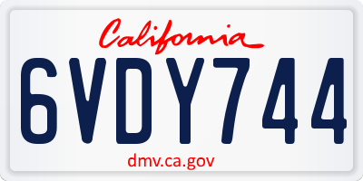 CA license plate 6VDY744