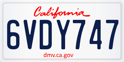 CA license plate 6VDY747