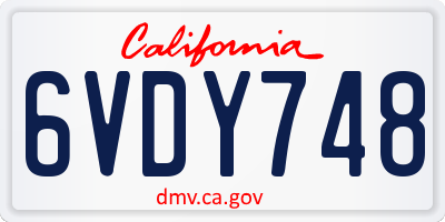 CA license plate 6VDY748