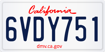 CA license plate 6VDY751