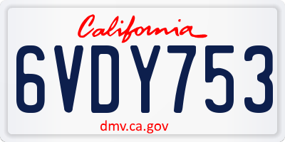 CA license plate 6VDY753
