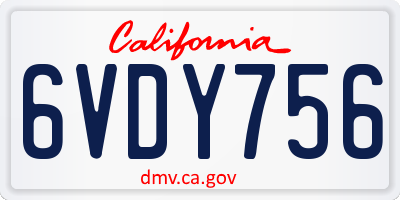 CA license plate 6VDY756