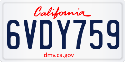 CA license plate 6VDY759