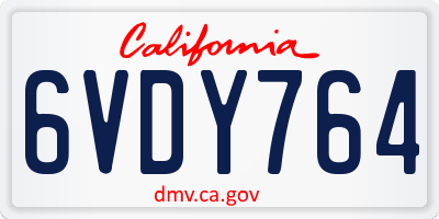 CA license plate 6VDY764