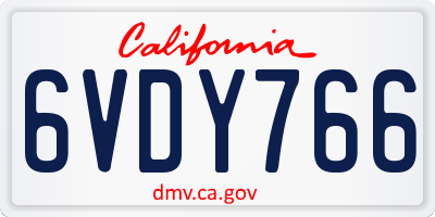 CA license plate 6VDY766