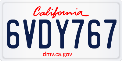 CA license plate 6VDY767