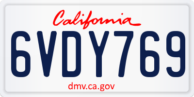 CA license plate 6VDY769