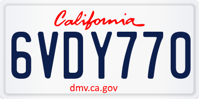 CA license plate 6VDY770
