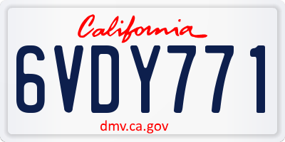 CA license plate 6VDY771
