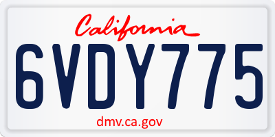CA license plate 6VDY775