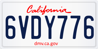 CA license plate 6VDY776