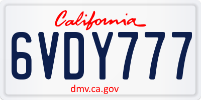 CA license plate 6VDY777