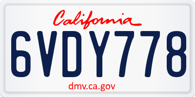 CA license plate 6VDY778