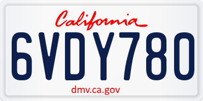 CA license plate 6VDY780