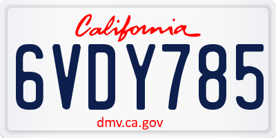 CA license plate 6VDY785