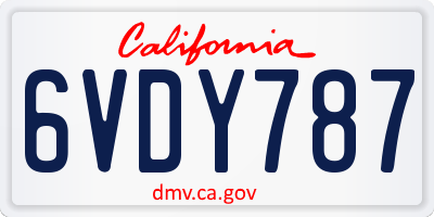 CA license plate 6VDY787