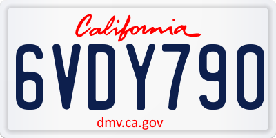 CA license plate 6VDY790