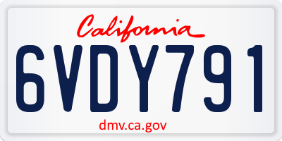 CA license plate 6VDY791