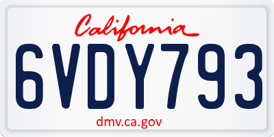 CA license plate 6VDY793