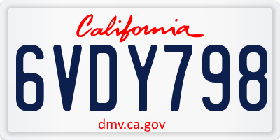 CA license plate 6VDY798
