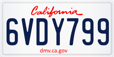 CA license plate 6VDY799