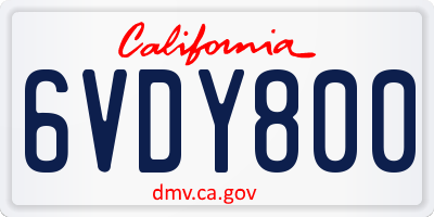 CA license plate 6VDY800