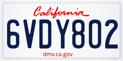 CA license plate 6VDY802