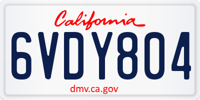 CA license plate 6VDY804