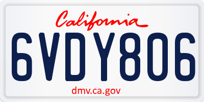 CA license plate 6VDY806