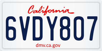 CA license plate 6VDY807