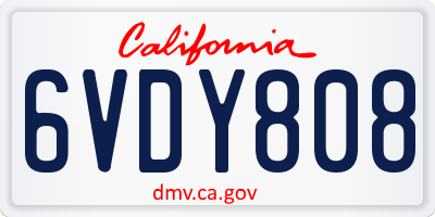 CA license plate 6VDY808