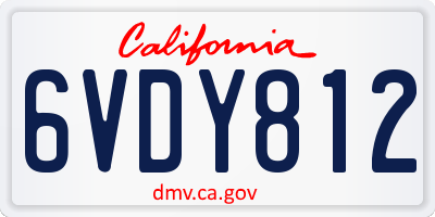 CA license plate 6VDY812