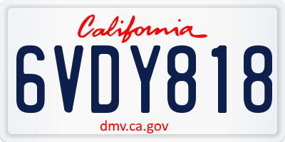 CA license plate 6VDY818