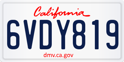 CA license plate 6VDY819