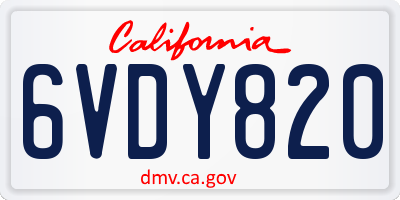 CA license plate 6VDY820