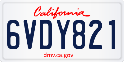 CA license plate 6VDY821