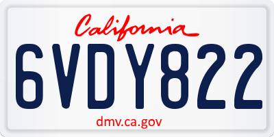 CA license plate 6VDY822