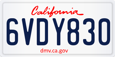 CA license plate 6VDY830