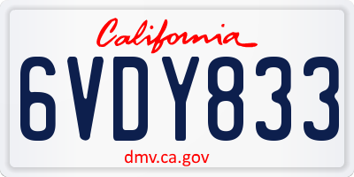 CA license plate 6VDY833