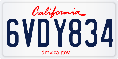 CA license plate 6VDY834